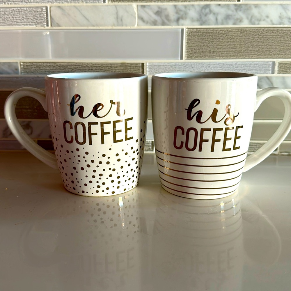 Set of 2 His Coffee/Her Coffee 16 oz ceramic mugs